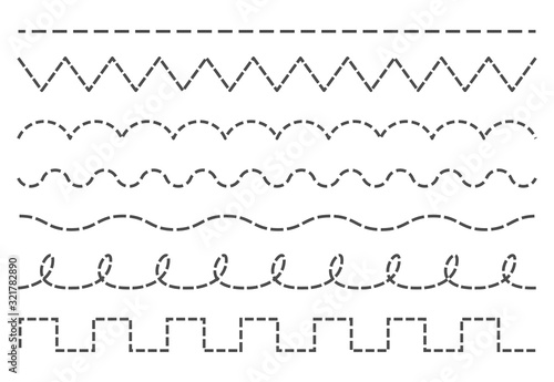 Collection of dash line stroke vector set - Vector illustration