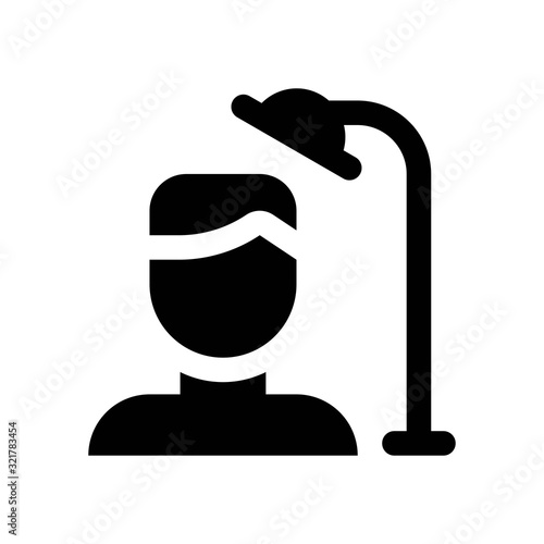 corona virus related boy with shower vector in solid design,