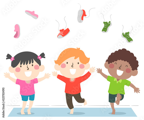 Kids Barefoot Throw Shoes Illustration