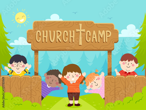 Kids Church Camp Wave Illustration