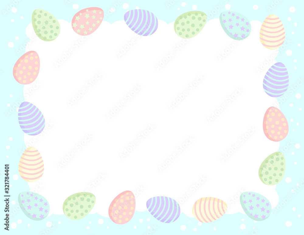 Postcard template with Easter eggs in pastel colors. Printable stationary mockup with cute Ostara colored eggs frame composition. Postcard template with Easter eggs in pastel colors. Printable stationary mockup with cute Ostara colored eggs frame composition.