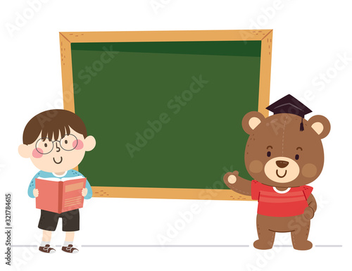 Kid Boy Teddy Bear Blackboa...