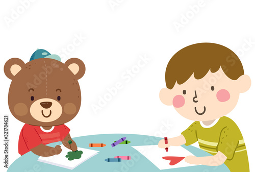 Kid Boy Teddy Bear Crayons ...