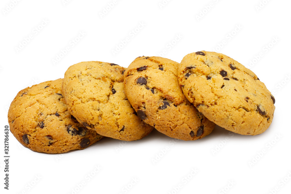 chocolate chip cookies isolated on white background chocolate chip cookies isolated on white background