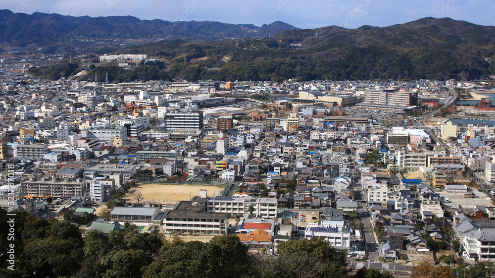 Naklejka premium 洲本城跡2020