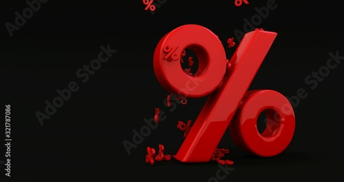 Animated seasonal sales background with percent discount pattern. 3D