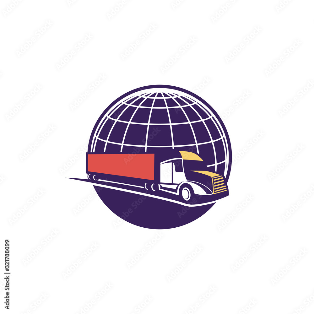 Truck With Globe Logo Vector Template Truck With Globe Logo Vector Template