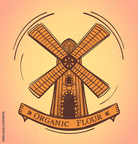 Windmill with ribbon logotype