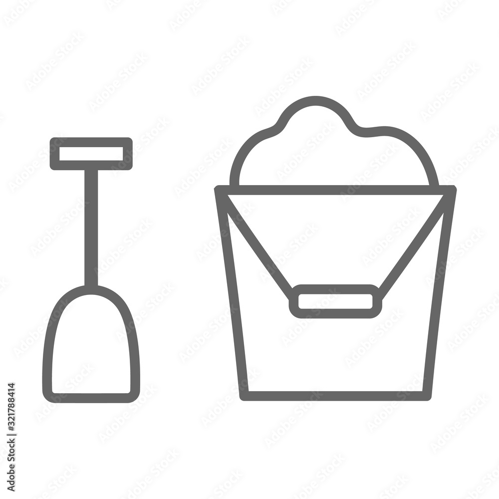 Bucket of sand and a shovel. Vector illustration. Bucket of sand and a shovel. Vector illustration.