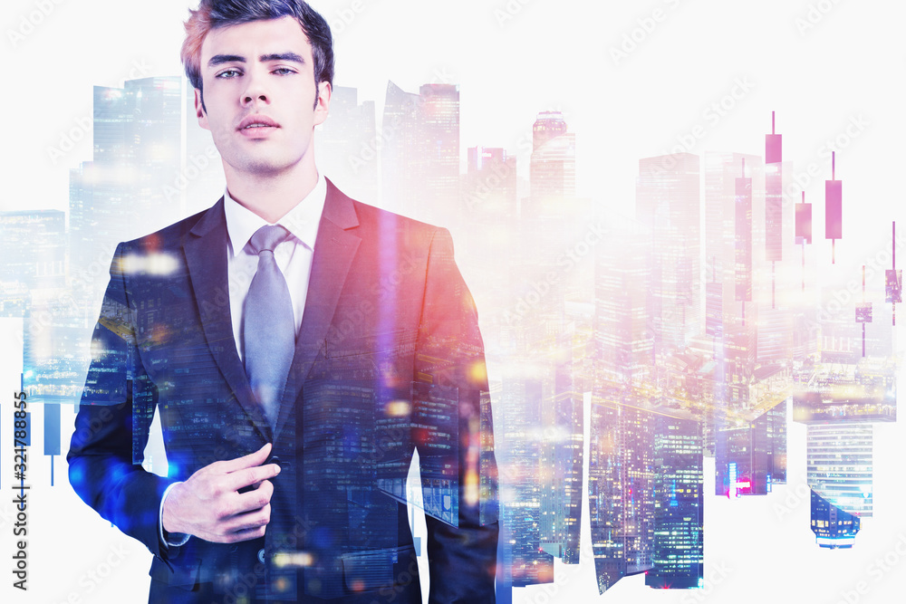 Confident European businessman in city Confident European businessman in city