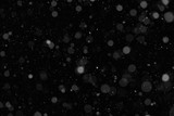 Snow. Flying dust particles on a black