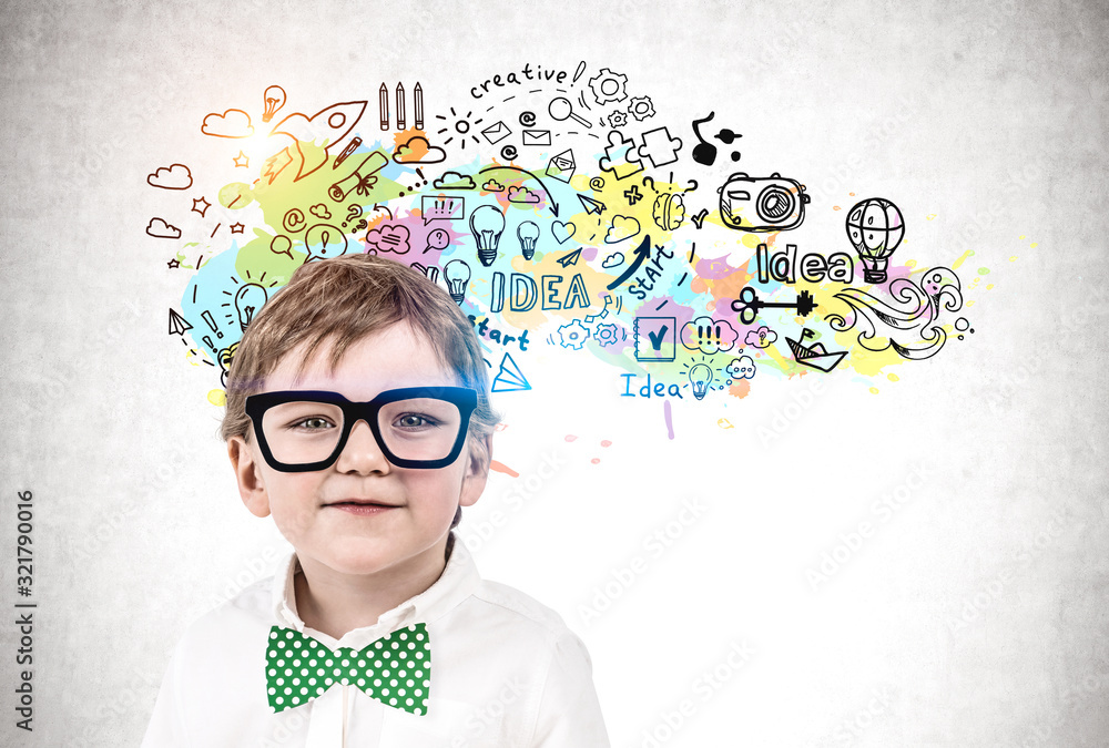 Smart little boy and creativity concept Smart little boy and creativity concept