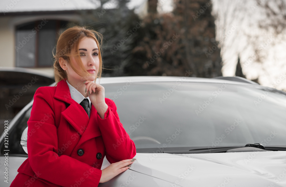 Business lady style, woman with a car, concept of modern young lady lifestyle Business lady style, woman with a car, concept of modern young lady lifestyle