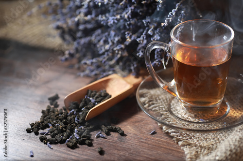 Brewed tea on a serving table