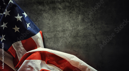 Φωτογραφία American flag on a black background. Space for text.