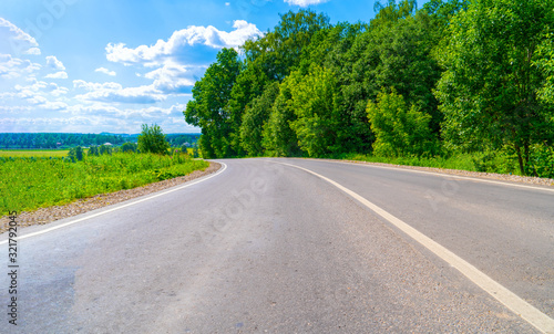 Summer Country Road With Trees Beside Concept