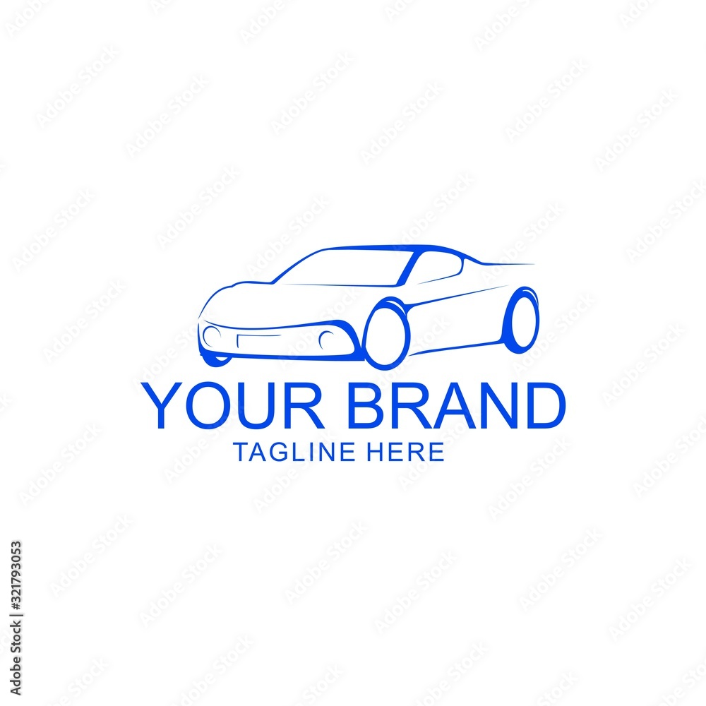 Car Logo Vector Illustration. flat logo with blue
