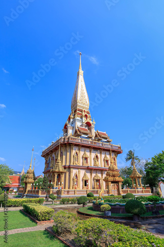 Pagoda at Wat Chaitharam or Chalong Temple. The most famous and important temple in the province.