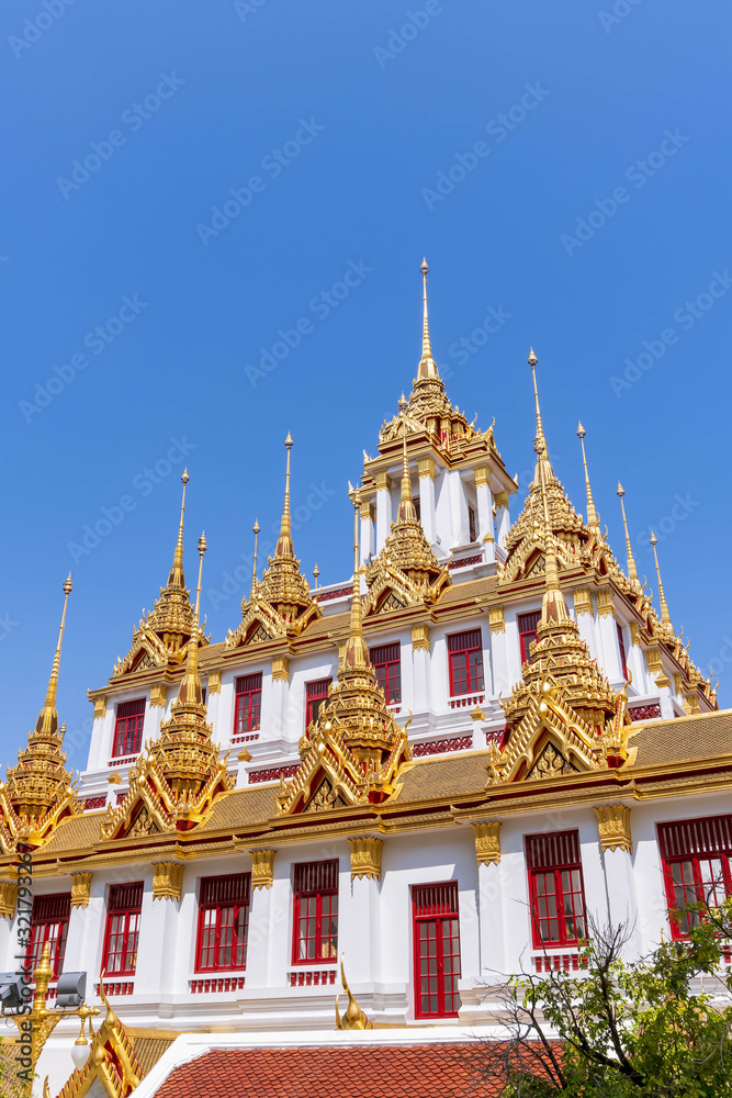 Loha Prasat or iron monastery at Wat Ratchanatdaram temple, on Ratchadamnoen avenue, Bangkok, Thailand