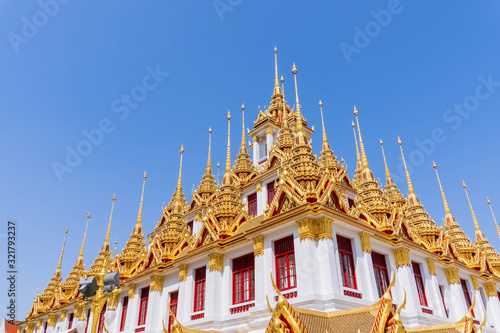 Loha Prasat or iron monastery at Wat Ratchanatdaram temple  on Ratchadamnoen avenue  Bangkok  Thailand