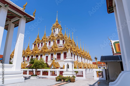Loha Prasat or iron monastery at Wat Ratchanatdaram temple  on Ratchadamnoen avenue  Bangkok  Thailand