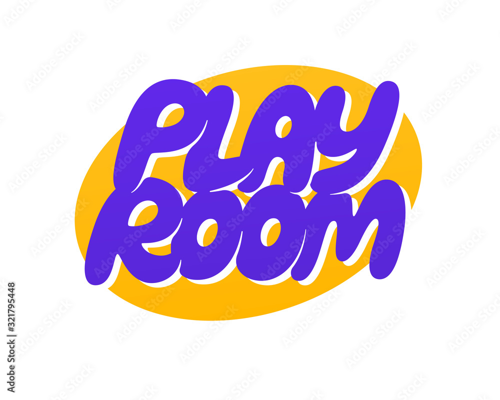 Play Room vector inscription. Handmade lettering signboard.