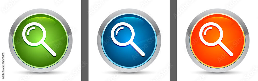 Magnifying glass icon modern design round button set illustration Magnifying glass icon modern design round button set illustration