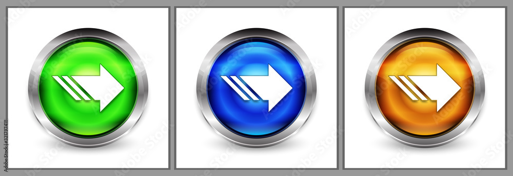 Next icon modern eyeball round button set illustration Next icon modern eyeball round button set illustration