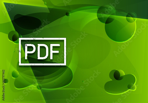 PDF icon glassy trendy abstract green background illustration