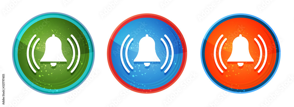 Alarm ringing bell icon abstract digital round button set illustration