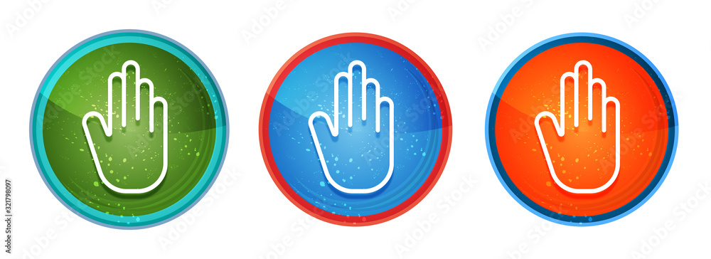 Stop hand icon abstract digital round button set illustration Stop hand icon abstract digital round button set illustration