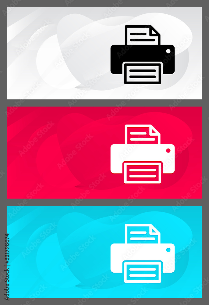 Printer icon trendy modern flat design abstract banner set illustration