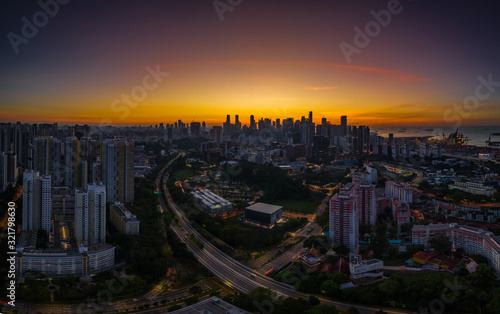 Apr 07/2019 Singapore central business district sunrise look from HDB Jalan Bukit Merah