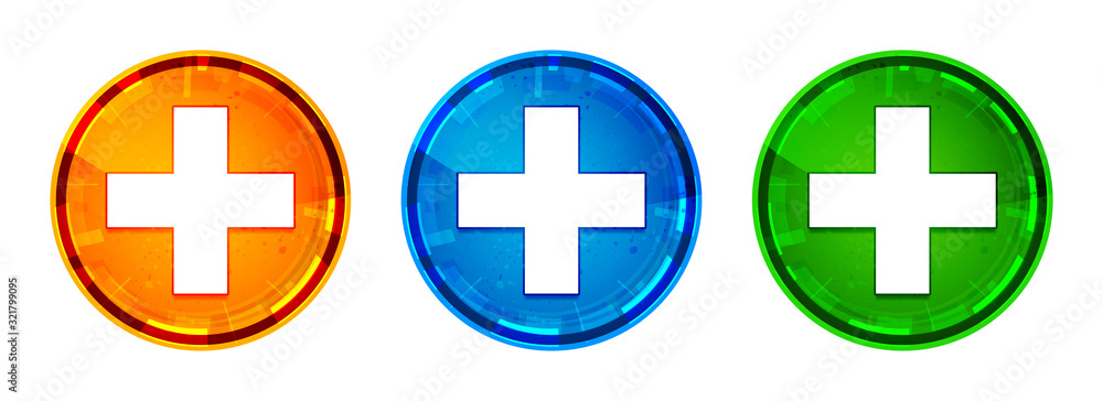 Plus icon shiny abstract round button set illustration Plus icon shiny abstract round button set illustration