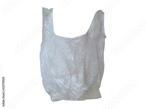 The white Plastic bag empty, Object is isolated on white background with clipping path