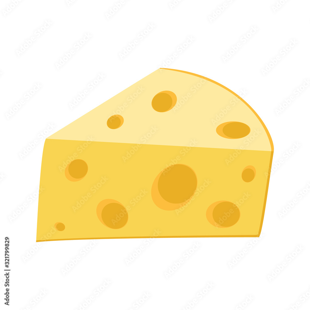 Cheese, icon. A large triangular piece of yellow cheese with large round holes. Vector illustration. Cheese, icon. A large triangular piece of yellow cheese with large round holes. Vector illustration.
