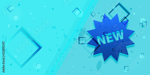 New star badge icon flat abstract design cyan blue banner illustration