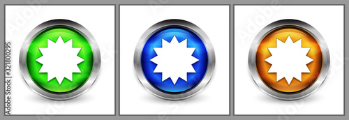 Star badge icon modern eyeball round button set illustration