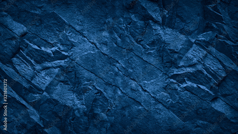 Blue stone background. Toned rock texture. Close-up. Dark blue grunge background with copy space for your design. - obrazy, fototapety, plakaty 