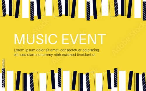 Music concert or event poster. Piano keys.