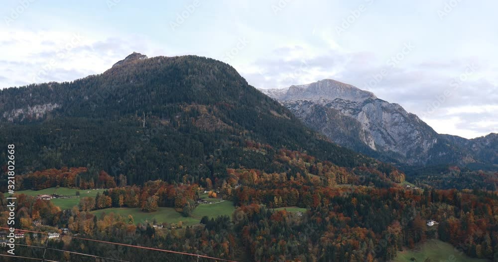 pan over valley of Berchetsgaden from Kehlstein to Watzmann at sunset pan over valley of Berchetsgaden from Kehlstein to Watzmann at sunset