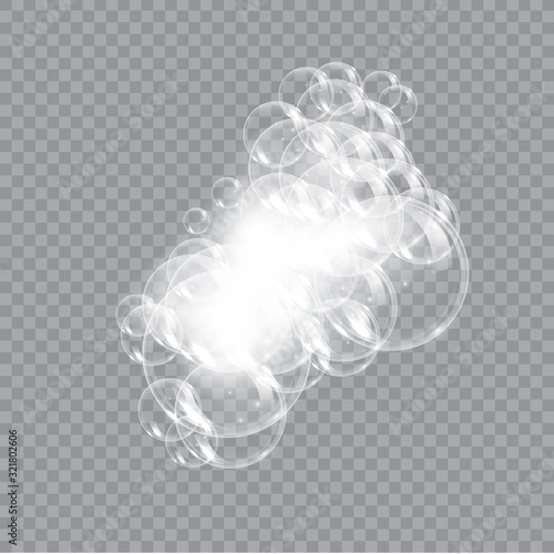 Bath foam soap with bubbles isolated vector illustration on transparent background. Shampoo and soap foam lather vector illustration.