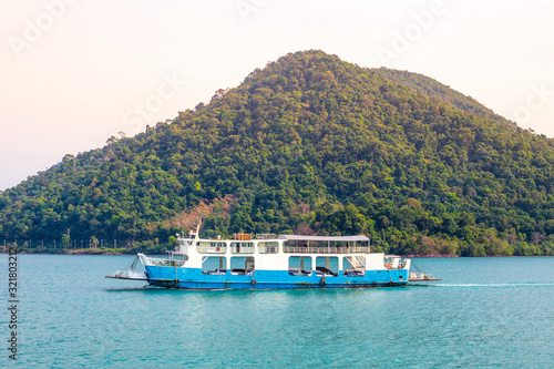 ferry sailing to the island