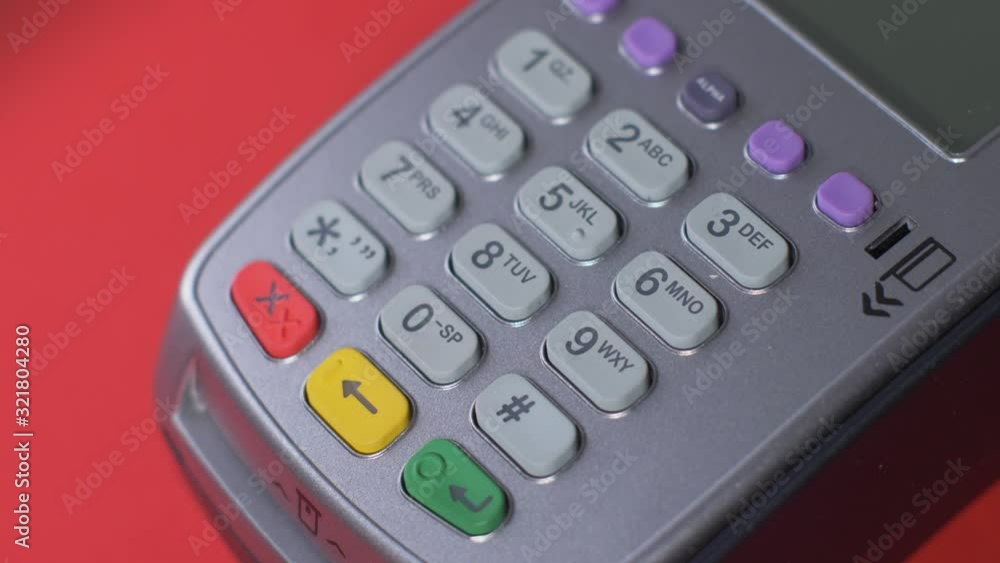 gray terminal in the store girl pays by credit card gray terminal in the store girl pays by credit card