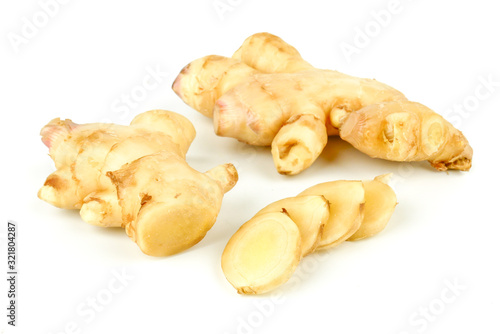 Fresh ginger root or rhizome isolated on white background, Ingredients of herbs for healing and healthy food or Natural therapy concept