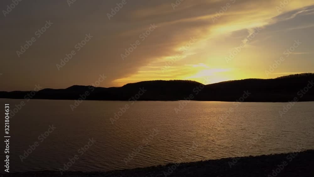 Scenic Body of Water at Golden Hour Aerial View Scenic Body of Water at Golden Hour Aerial View