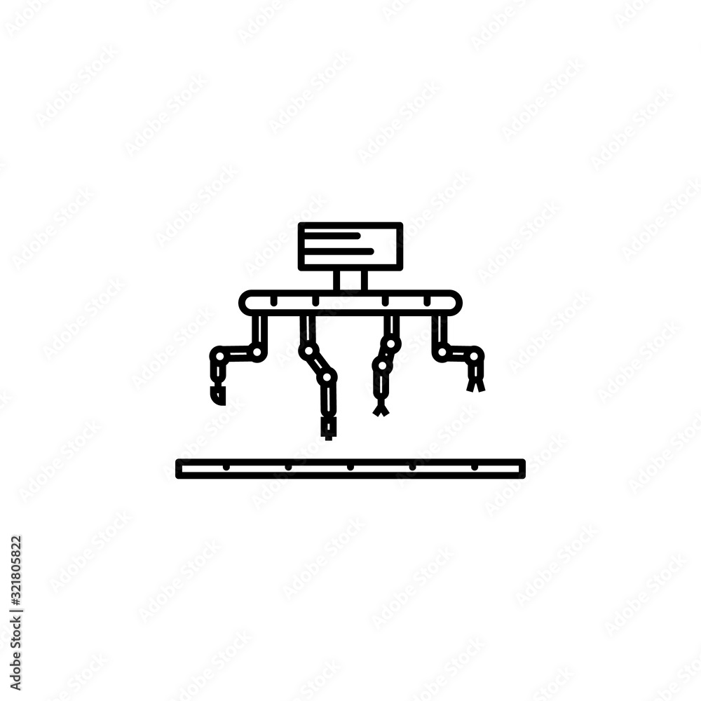 healthcare, medical surgery robot line icon on white background