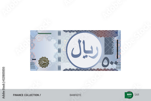 500 Saudi Arabia Riyal Banknote. Flat style highly detailed vector illustration. Isolated on white background. Suitable for print materials, web design, mobile app and infographics. 