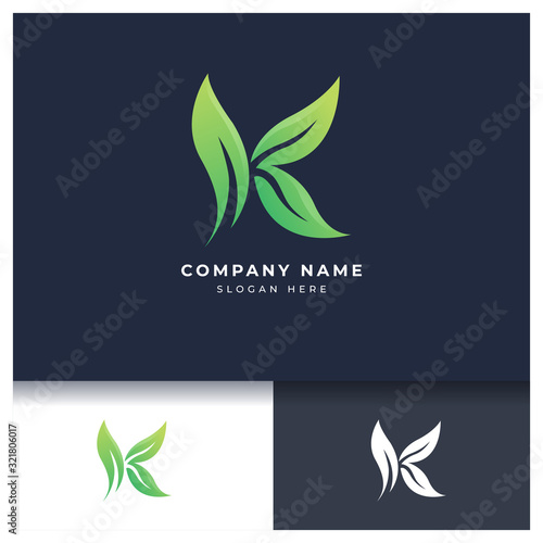 letter k nature logo design