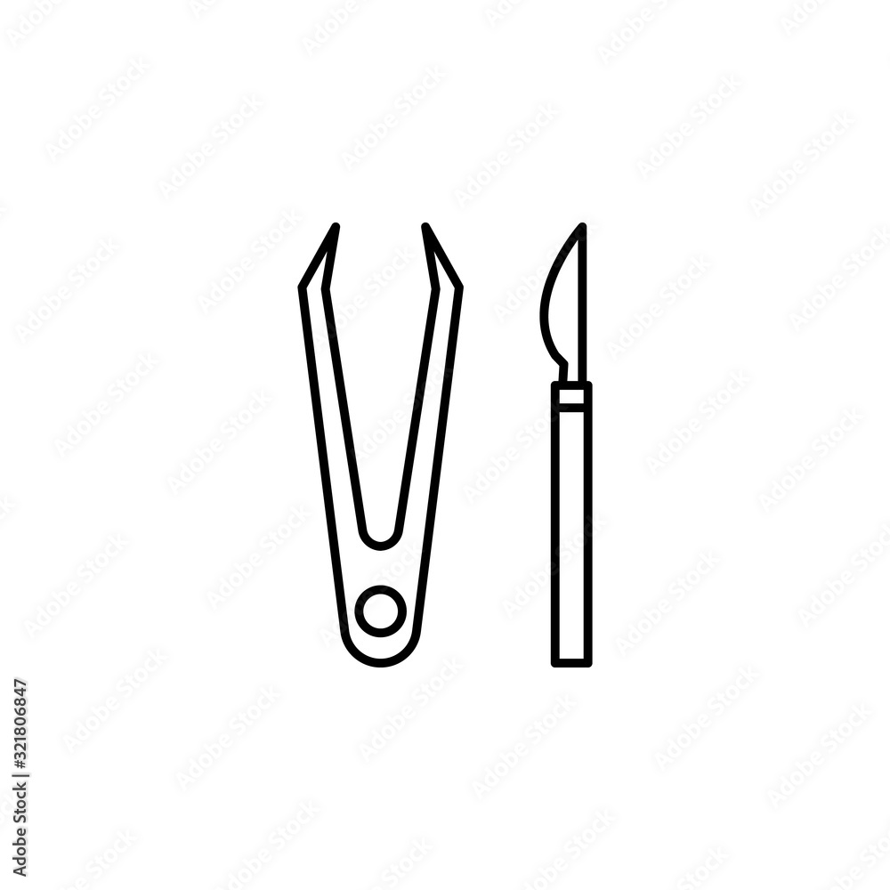 instruments, surgery, tools line icon on white background instruments, surgery, tools line icon on white background